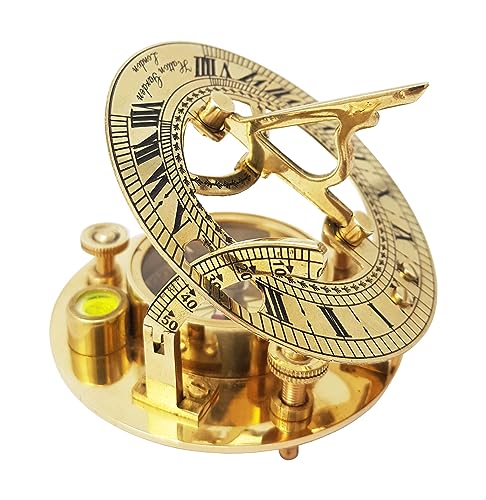 Antique Brass Sundial Compass with Leather Case view 9