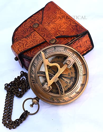 Antique Brass Sundial Compass with Presentation Box view 3