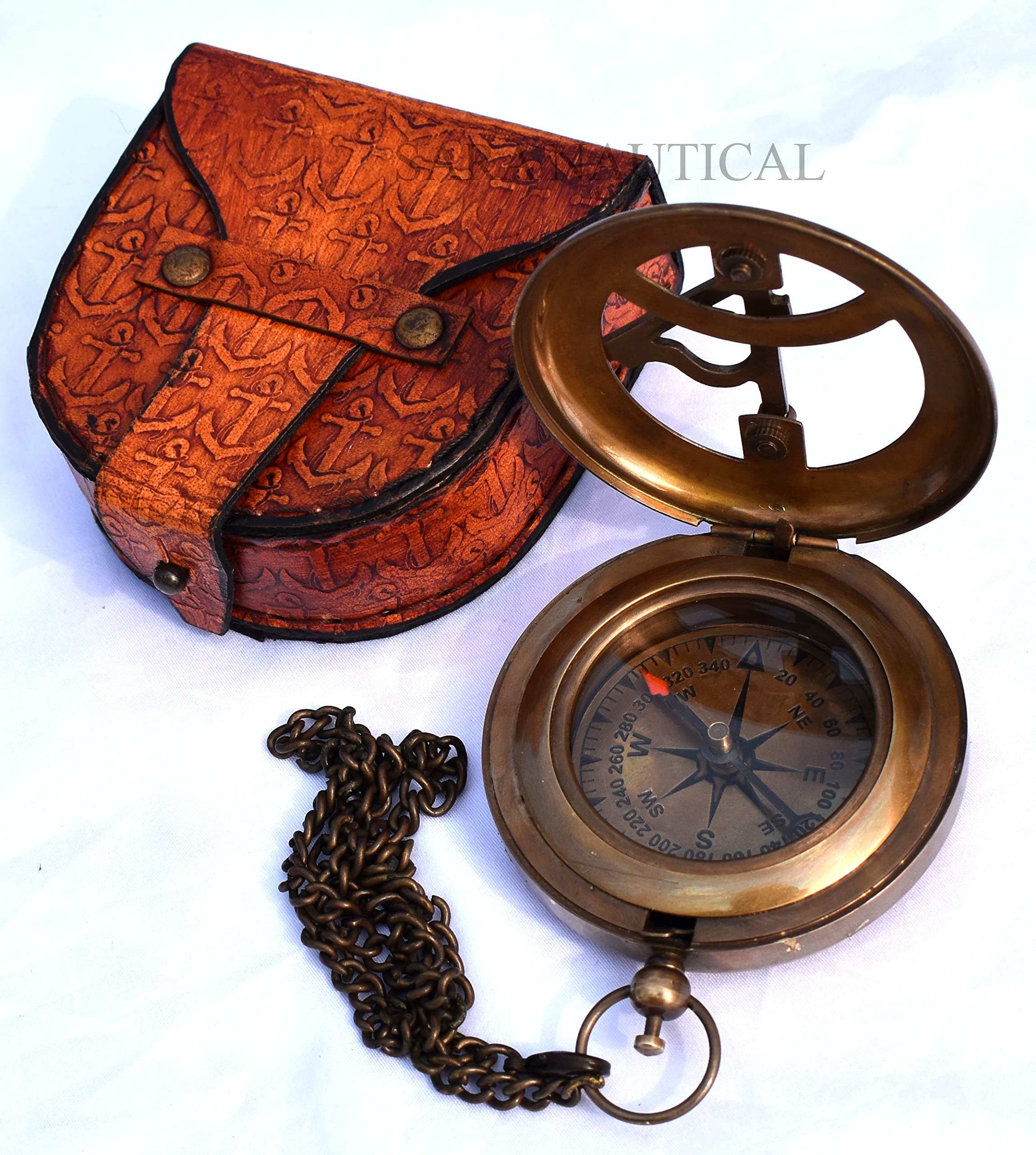 Antique Brass Sundial Compass with Presentation Box view 8