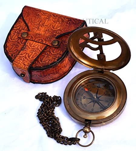 Antique Brass Sundial Compass with Presentation Box view 9