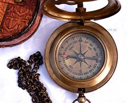 Antique Brass Sundial Compass with Presentation Box view 12