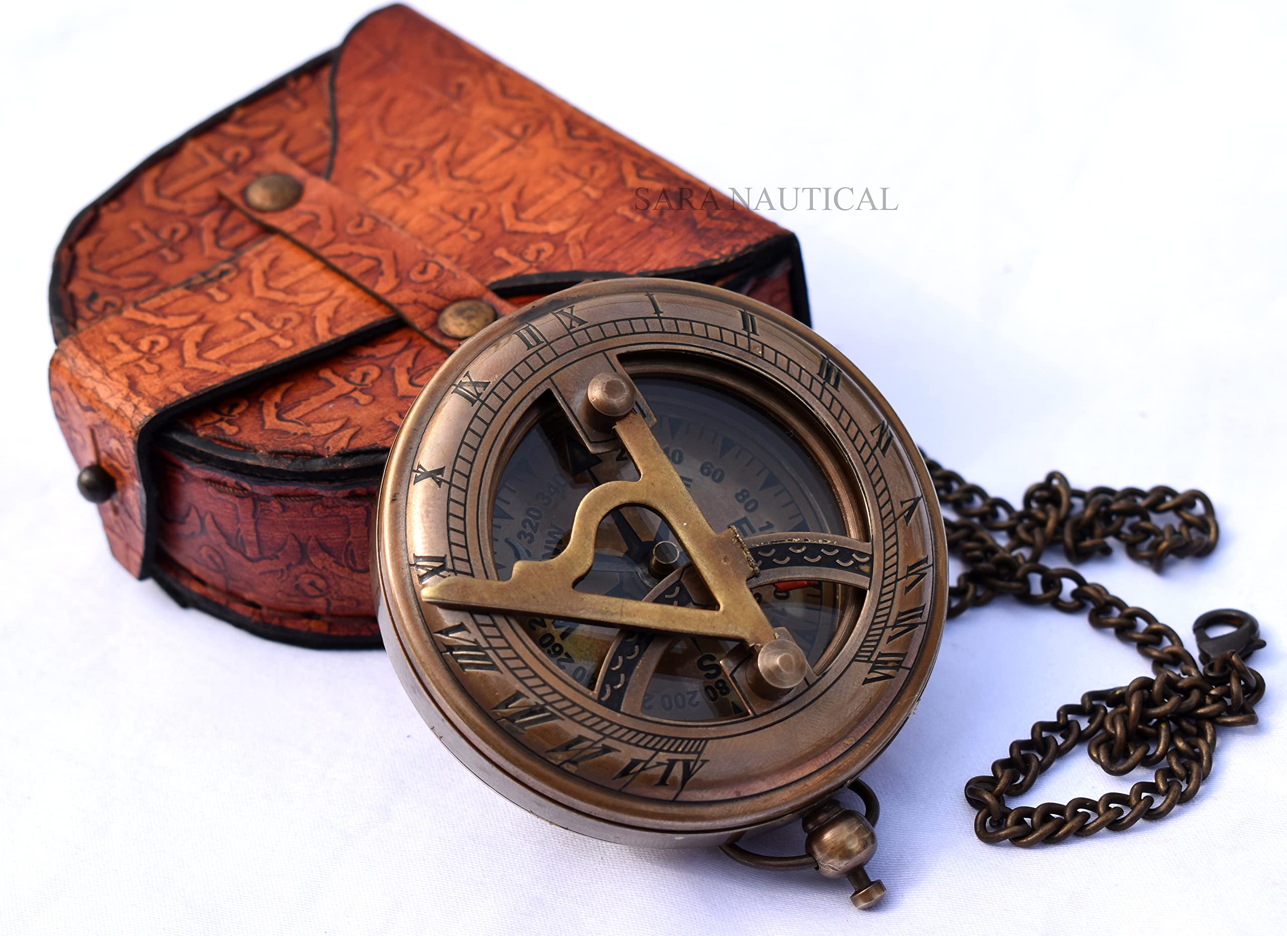 Antique Brass Sundial Compass with Presentation Box view 13