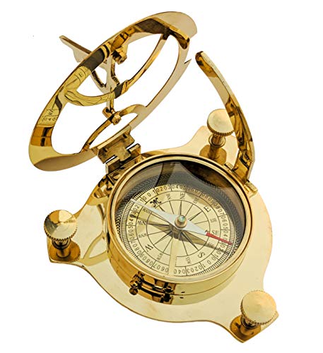 Polished Brass Sundial Compass, No Case view 6