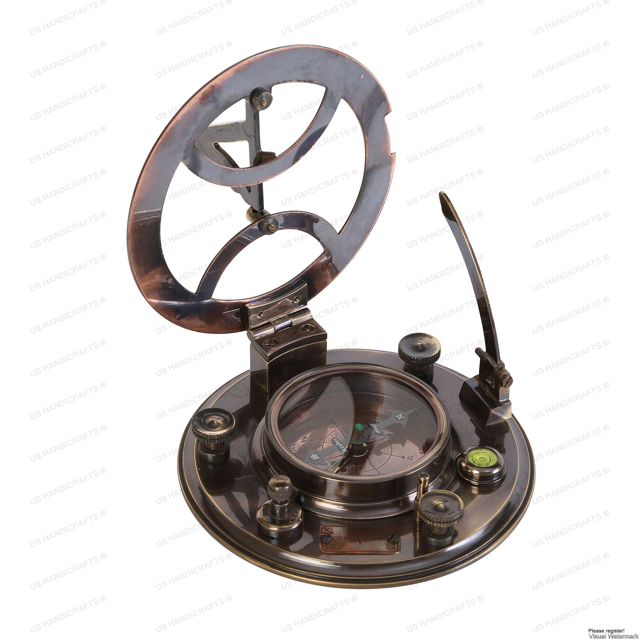 Black Antique Brass Sundial Compass with Black Wooden Presentation Box view 6