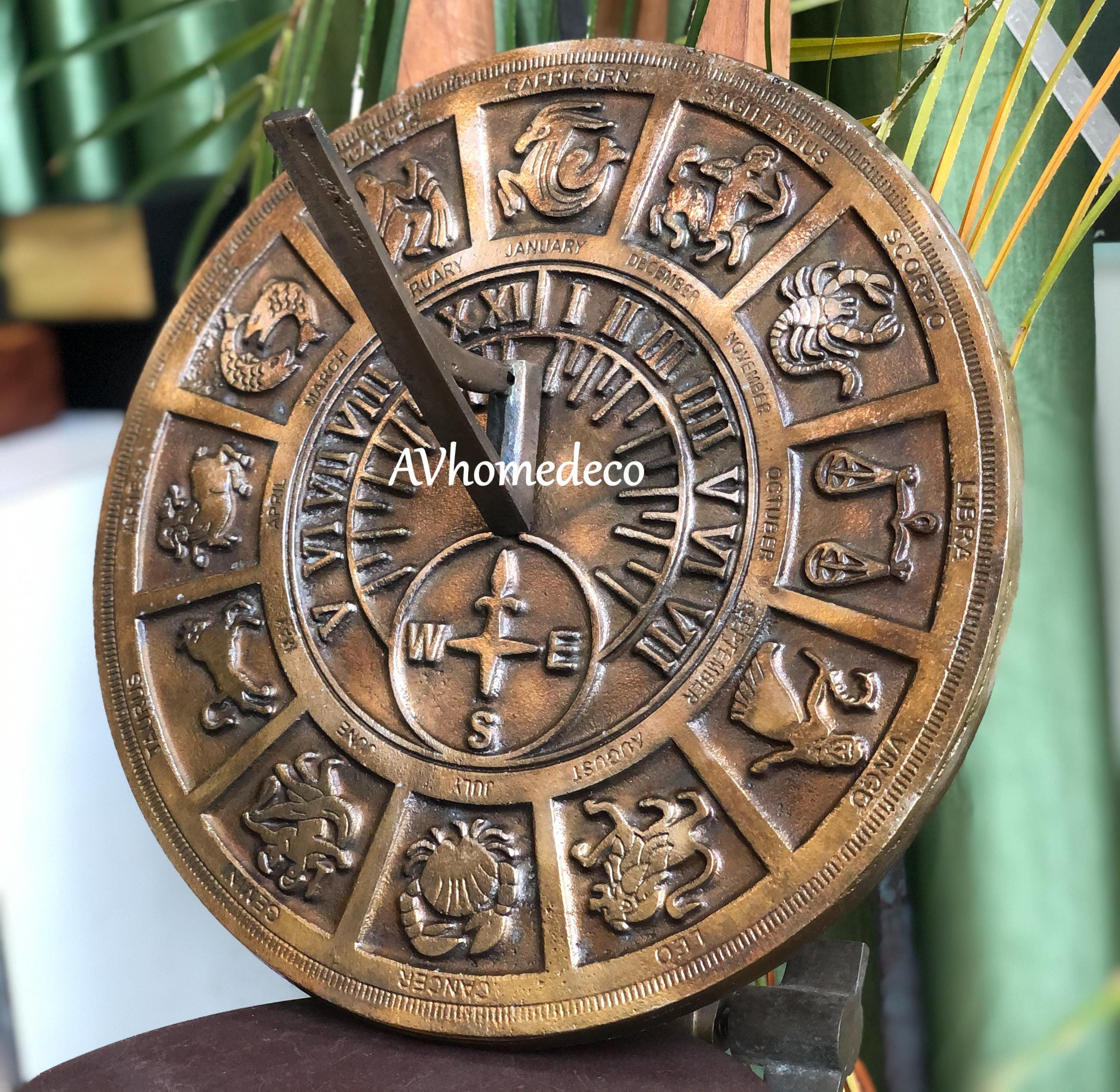 Engraved Brass Zodiac Garden Sundial view 2