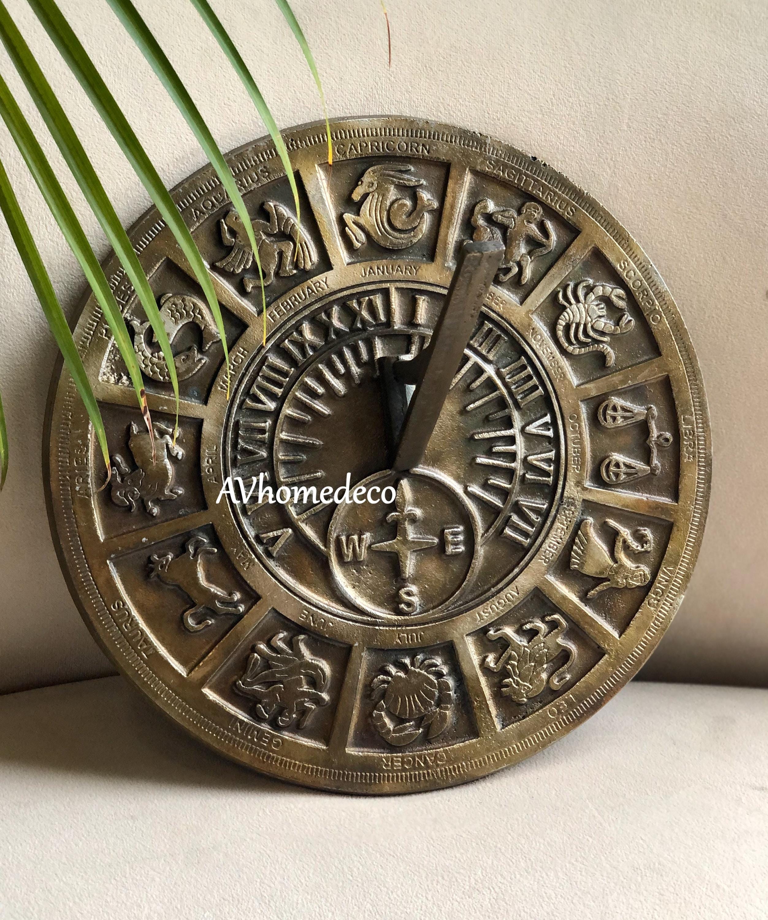 Engraved Brass Zodiac Garden Sundial view 7