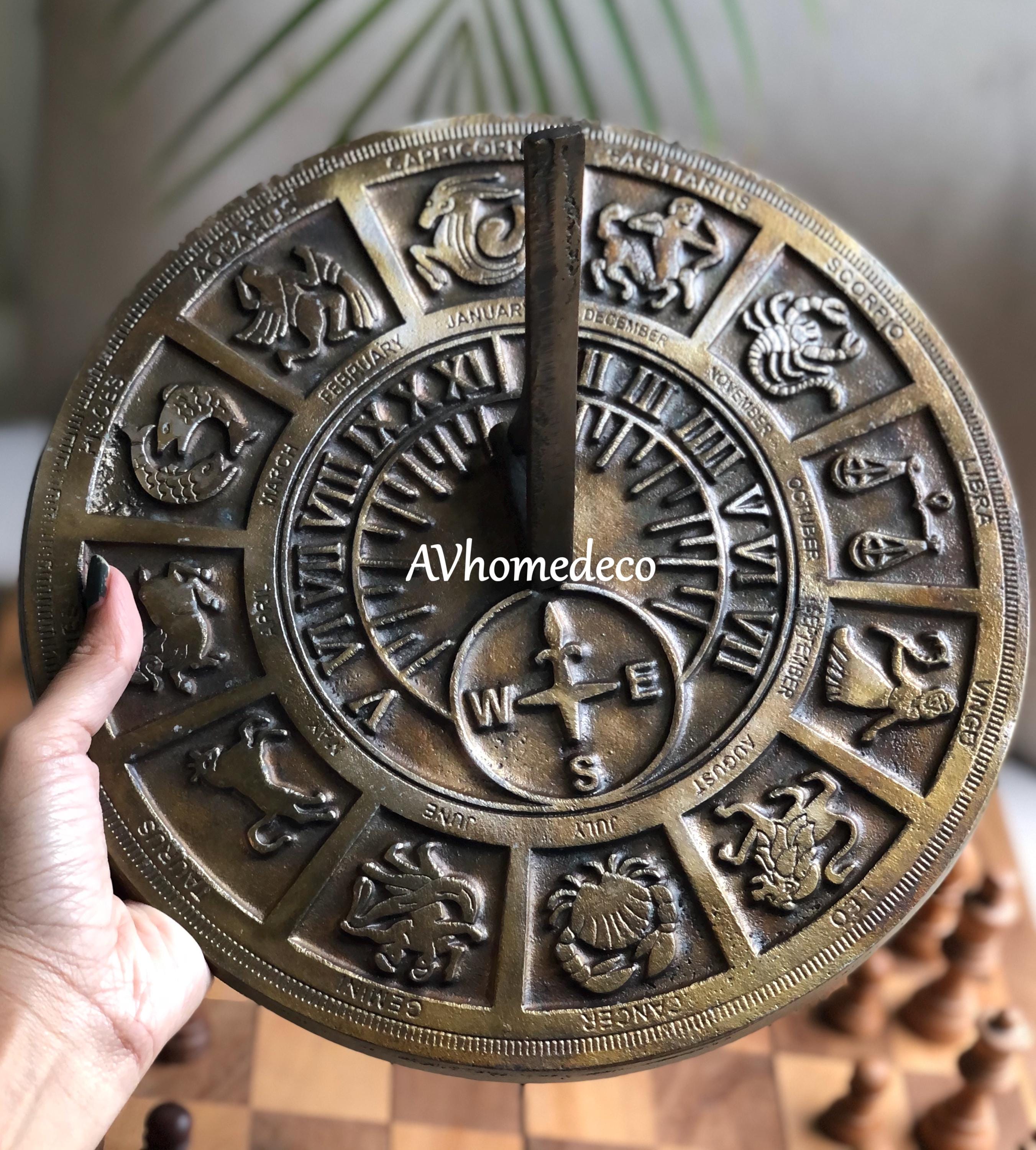 Engraved Brass Zodiac Garden Sundial view 8