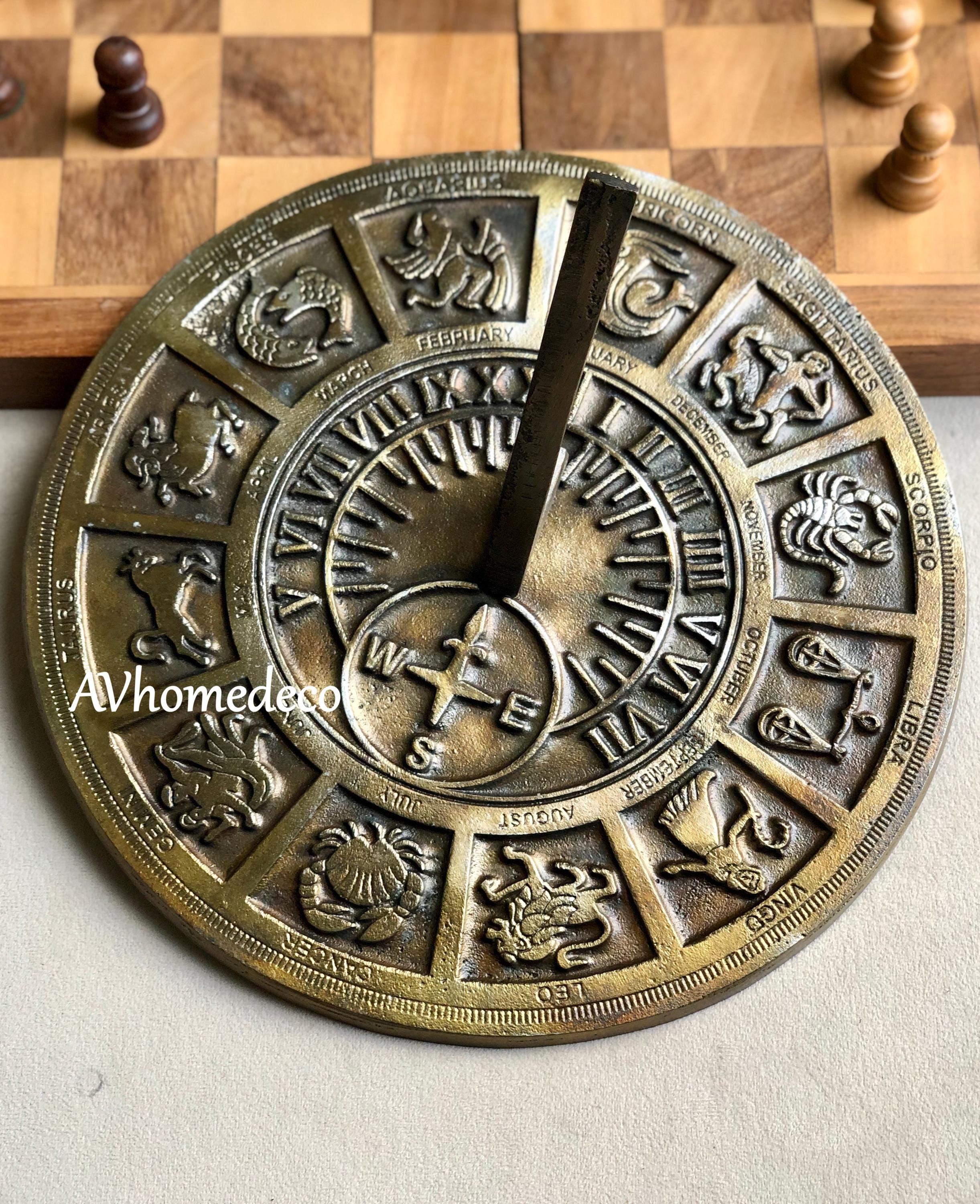 Engraved Brass Zodiac Garden Sundial view 9