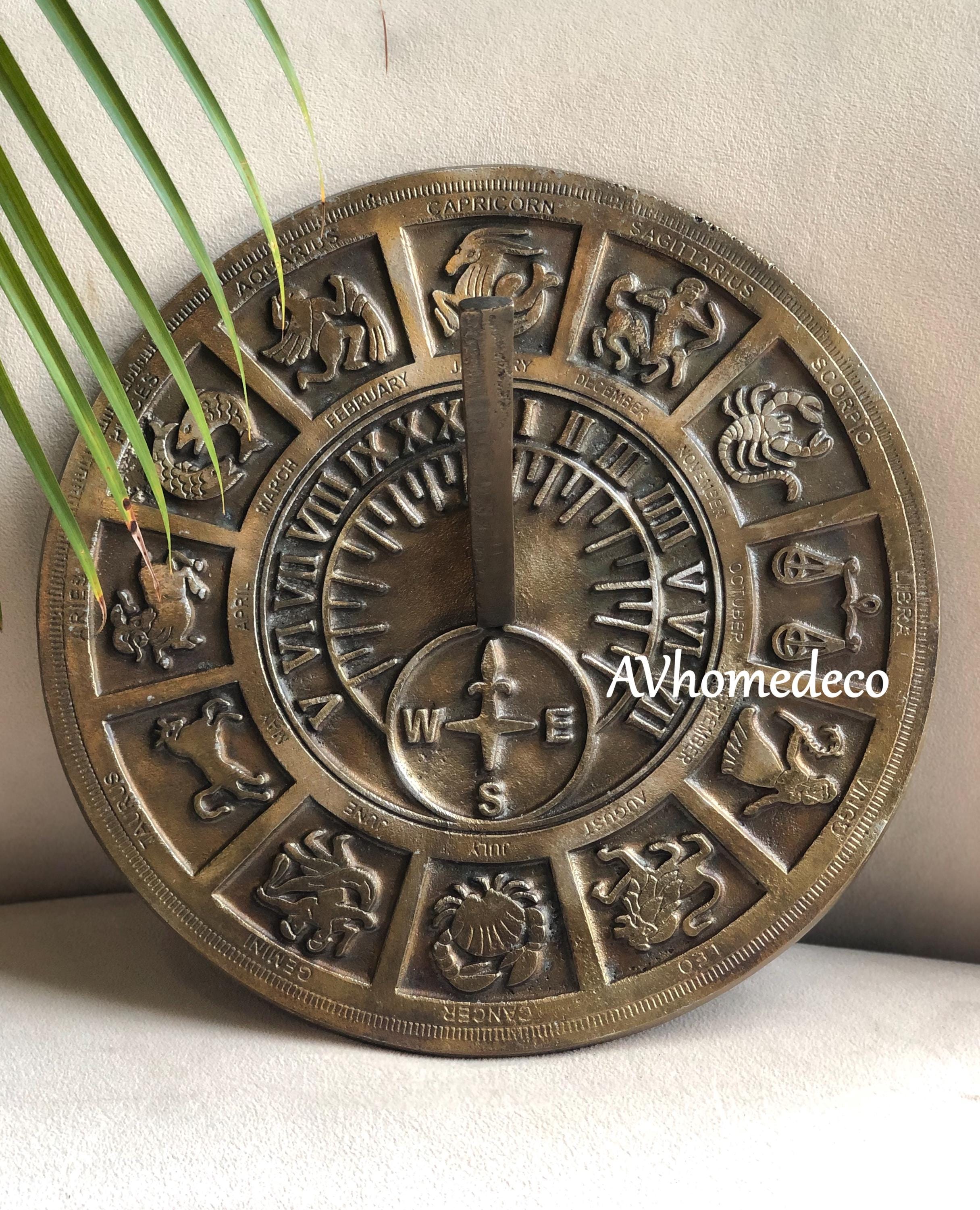 Engraved Brass Zodiac Garden Sundial view 10
