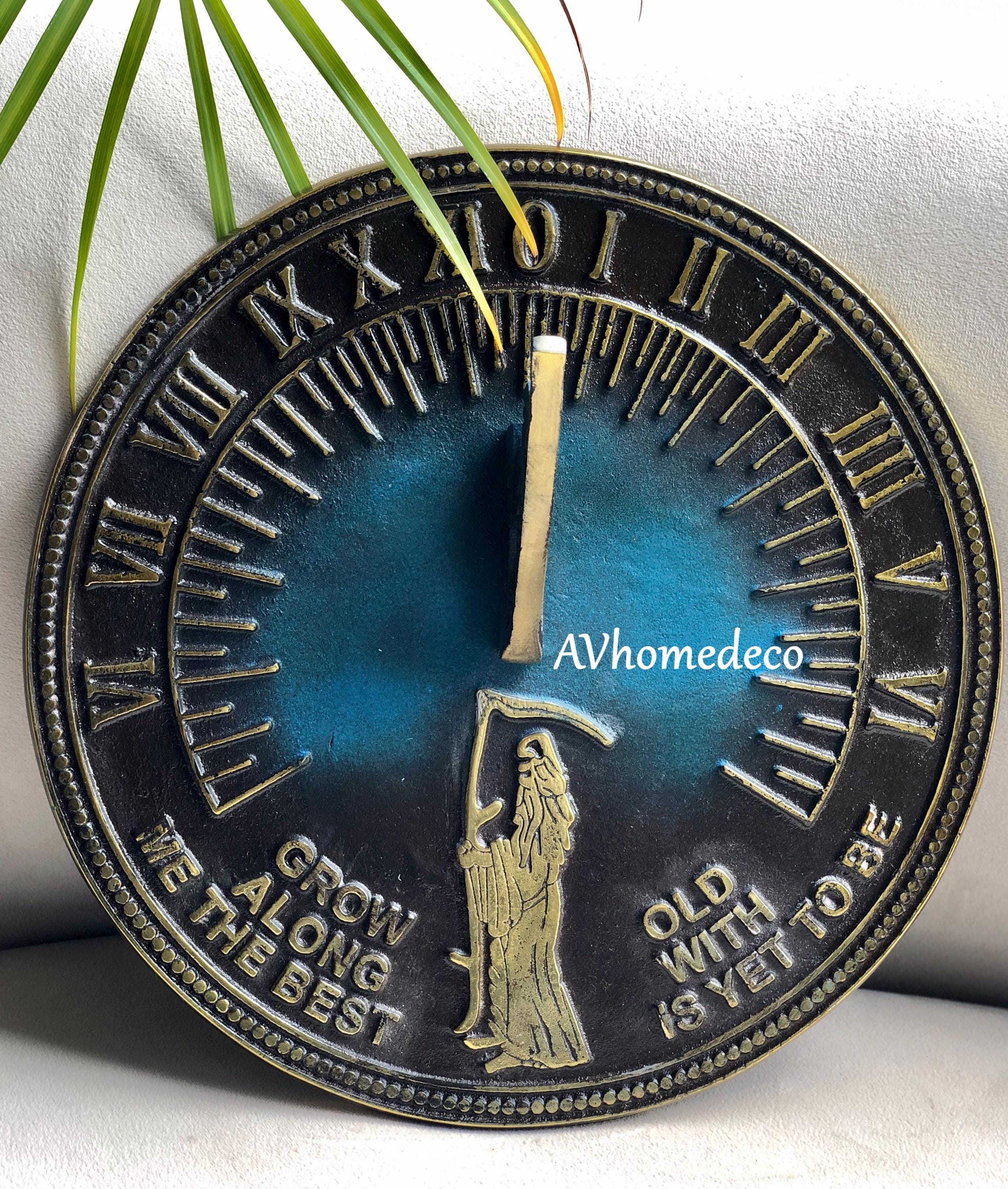 Father Time Brass Garden Sundial Verdigris view 4