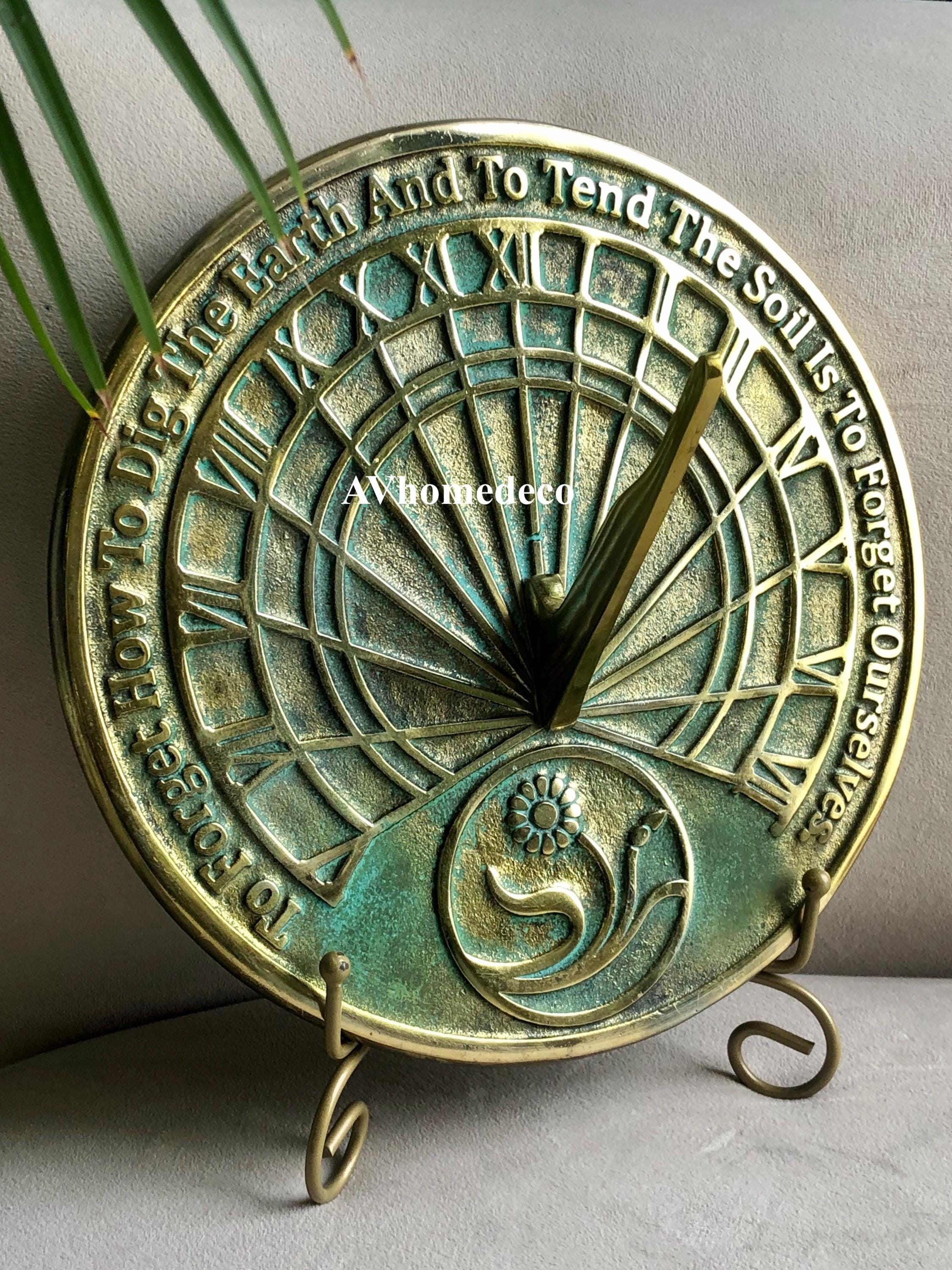 Brass Garden Sundial with Verdigris Highlights view 3