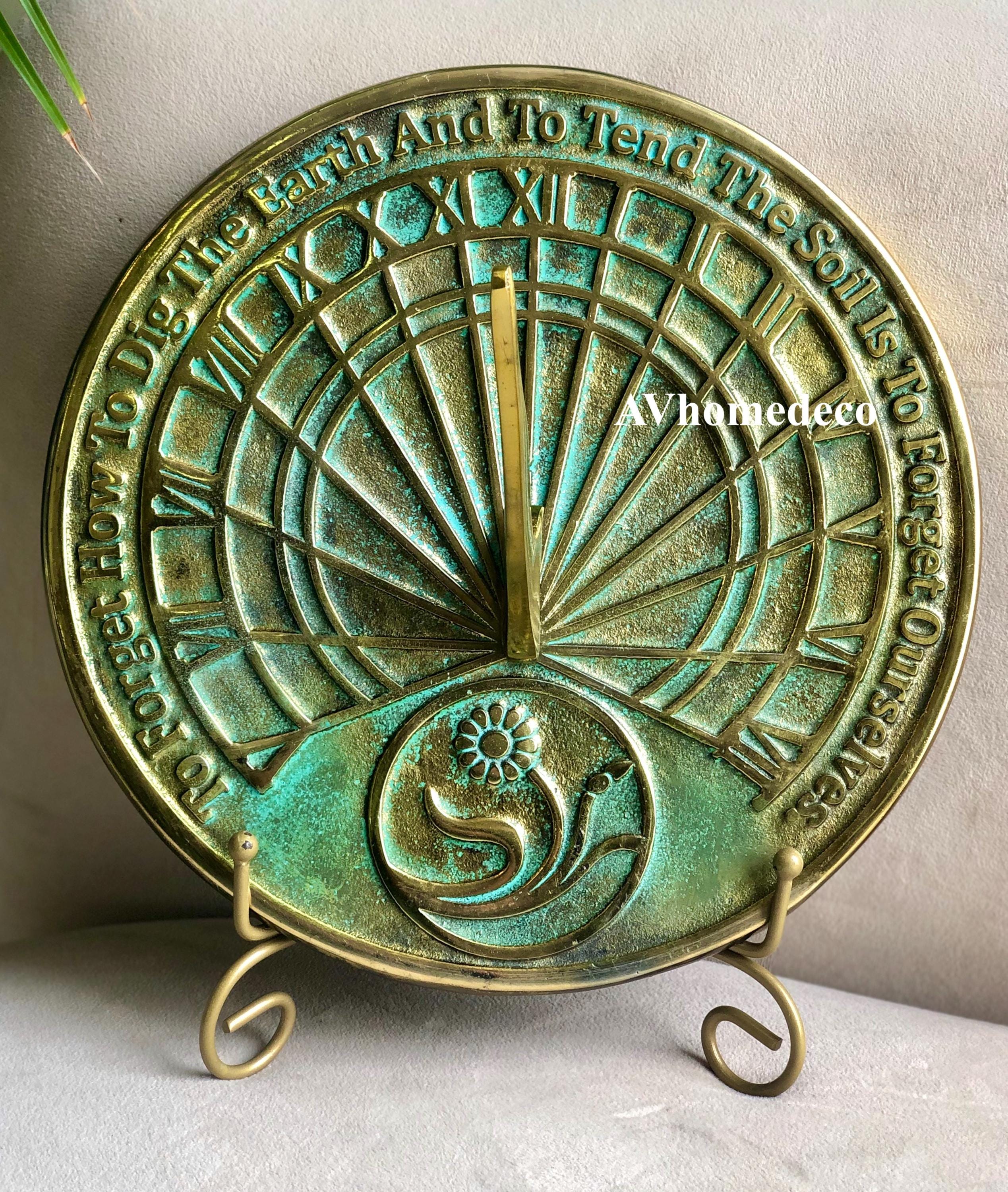 Brass Garden Sundial with Verdigris Highlights view 11