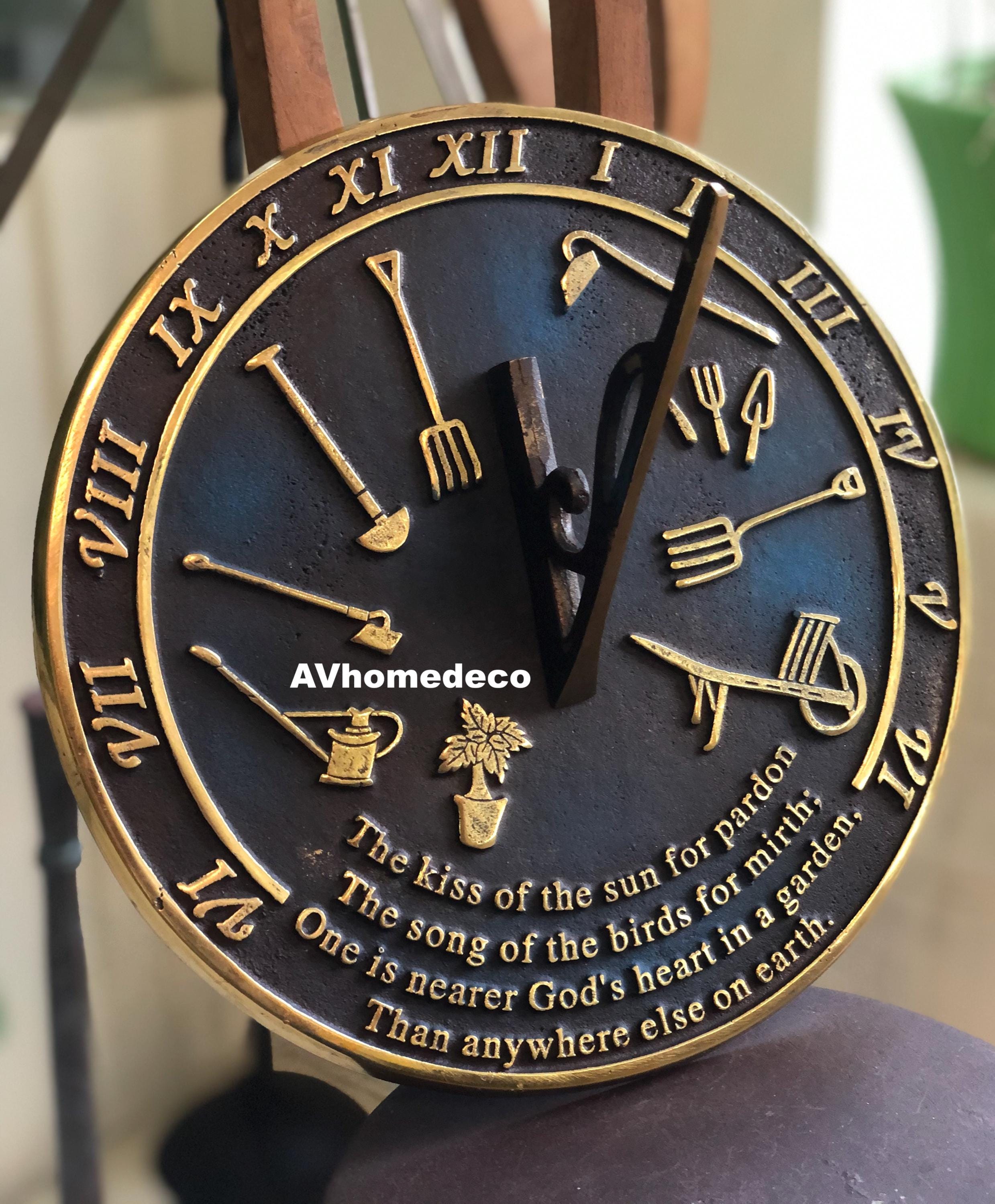 Brass Garden Sundial Engraved Quote view 2