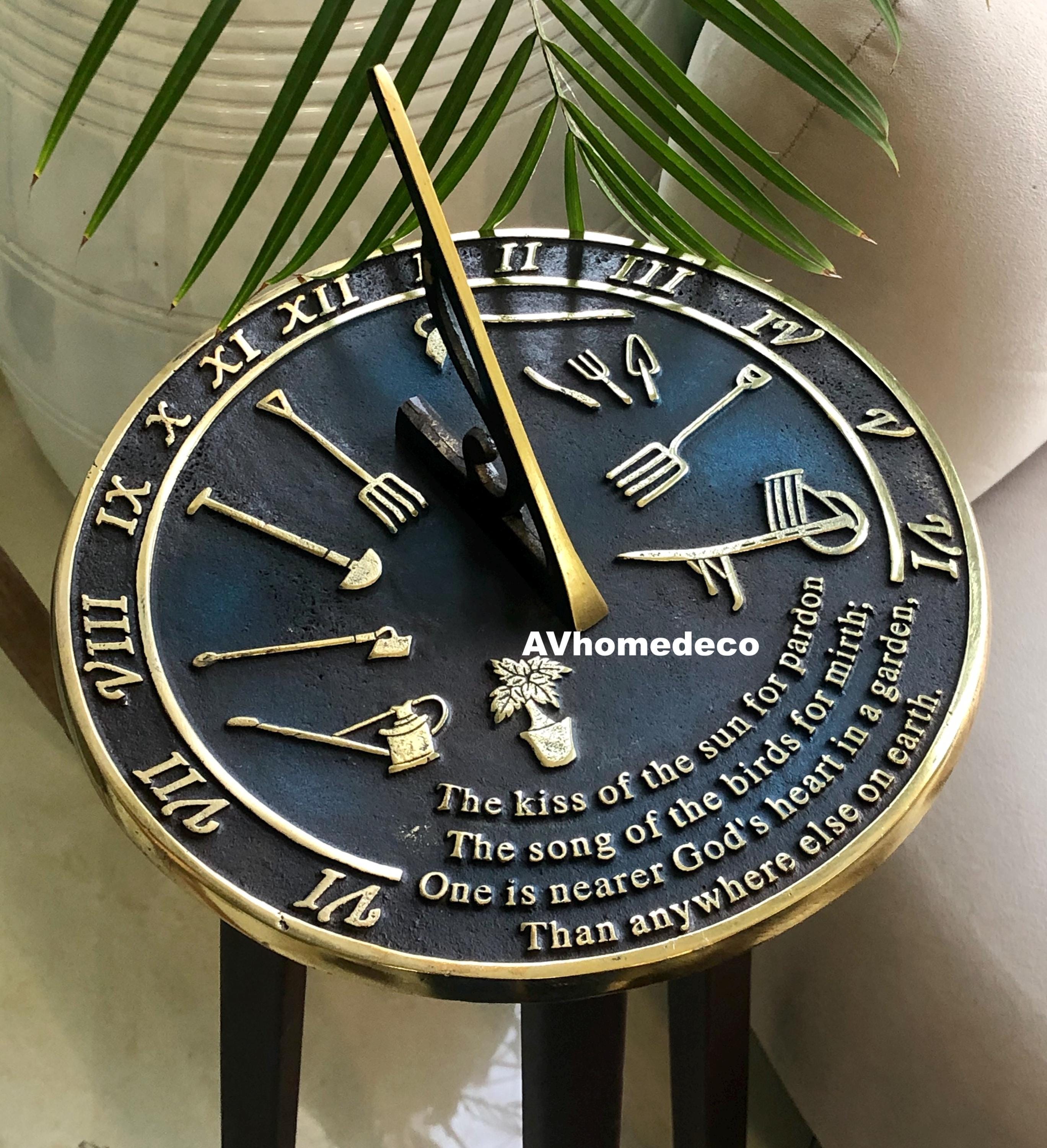 Brass Garden Sundial Engraved Quote view 5