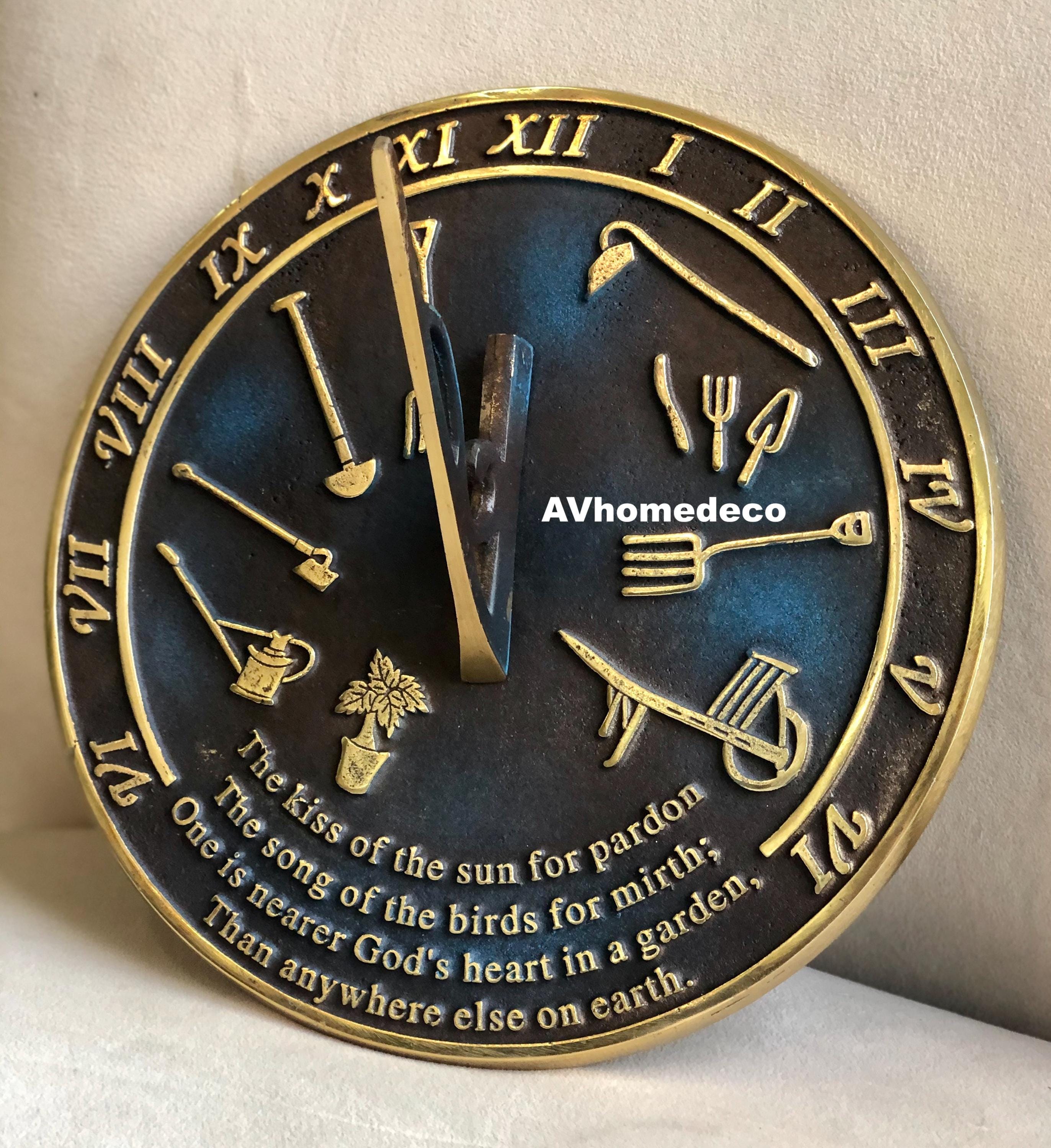 Brass Garden Sundial Engraved Quote view 8