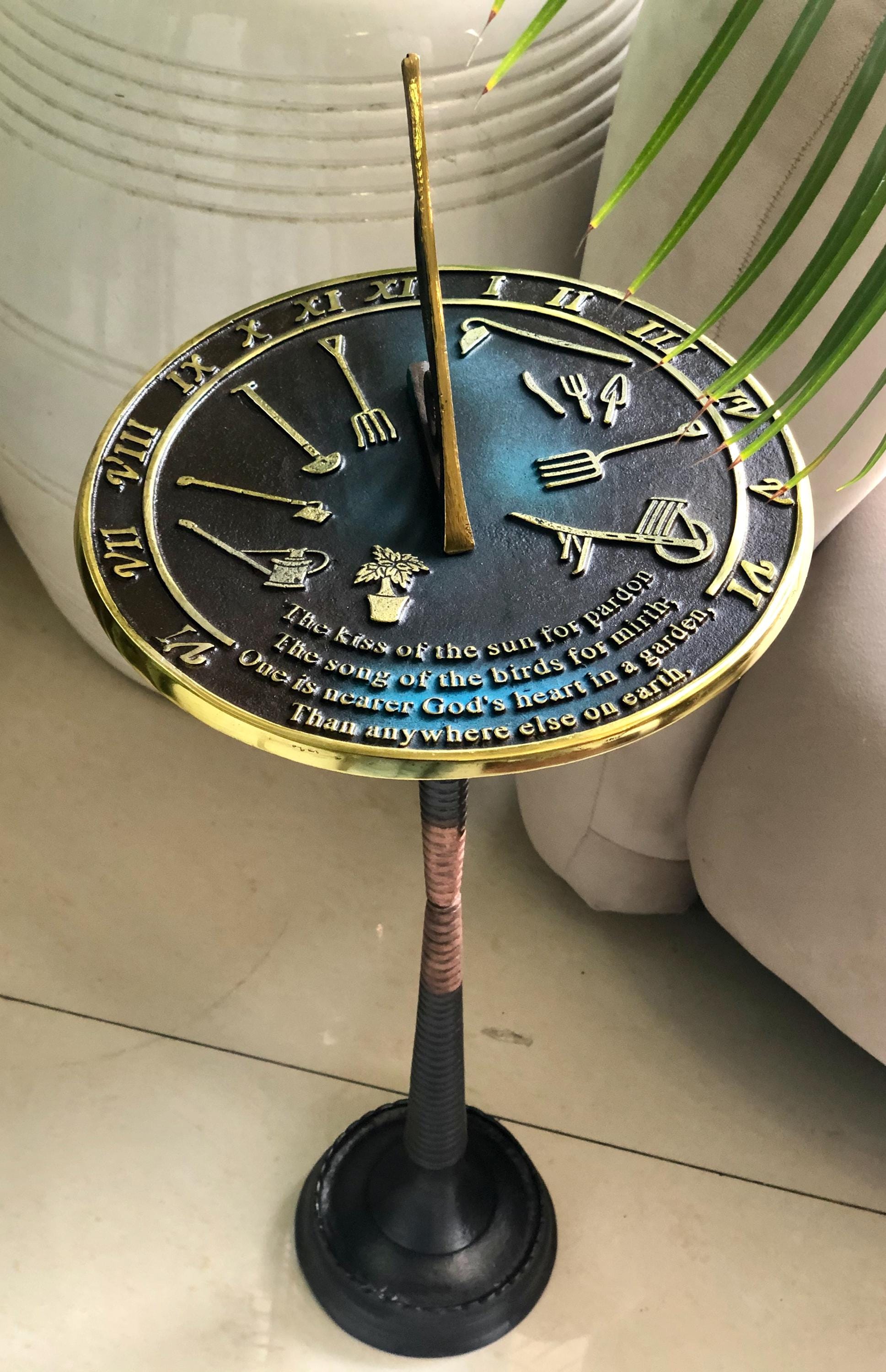 Brass Garden Sundial Engraved Quote view 14