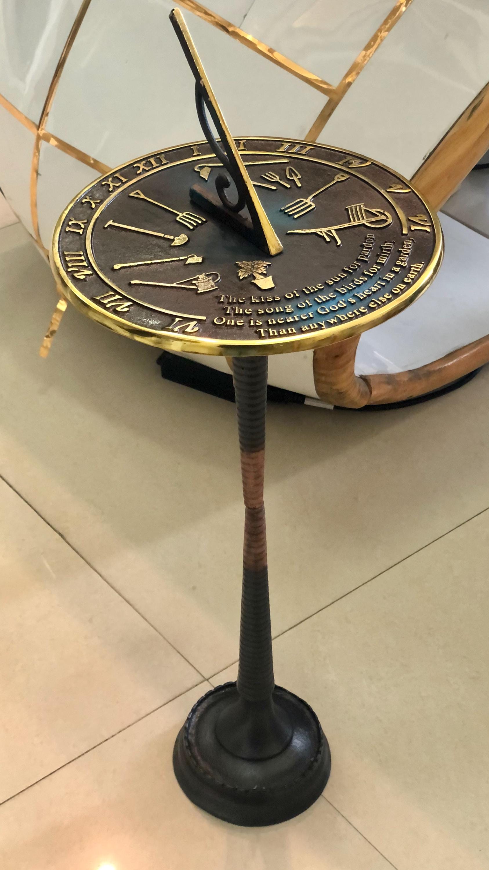 Brass Garden Sundial Engraved Quote view 18