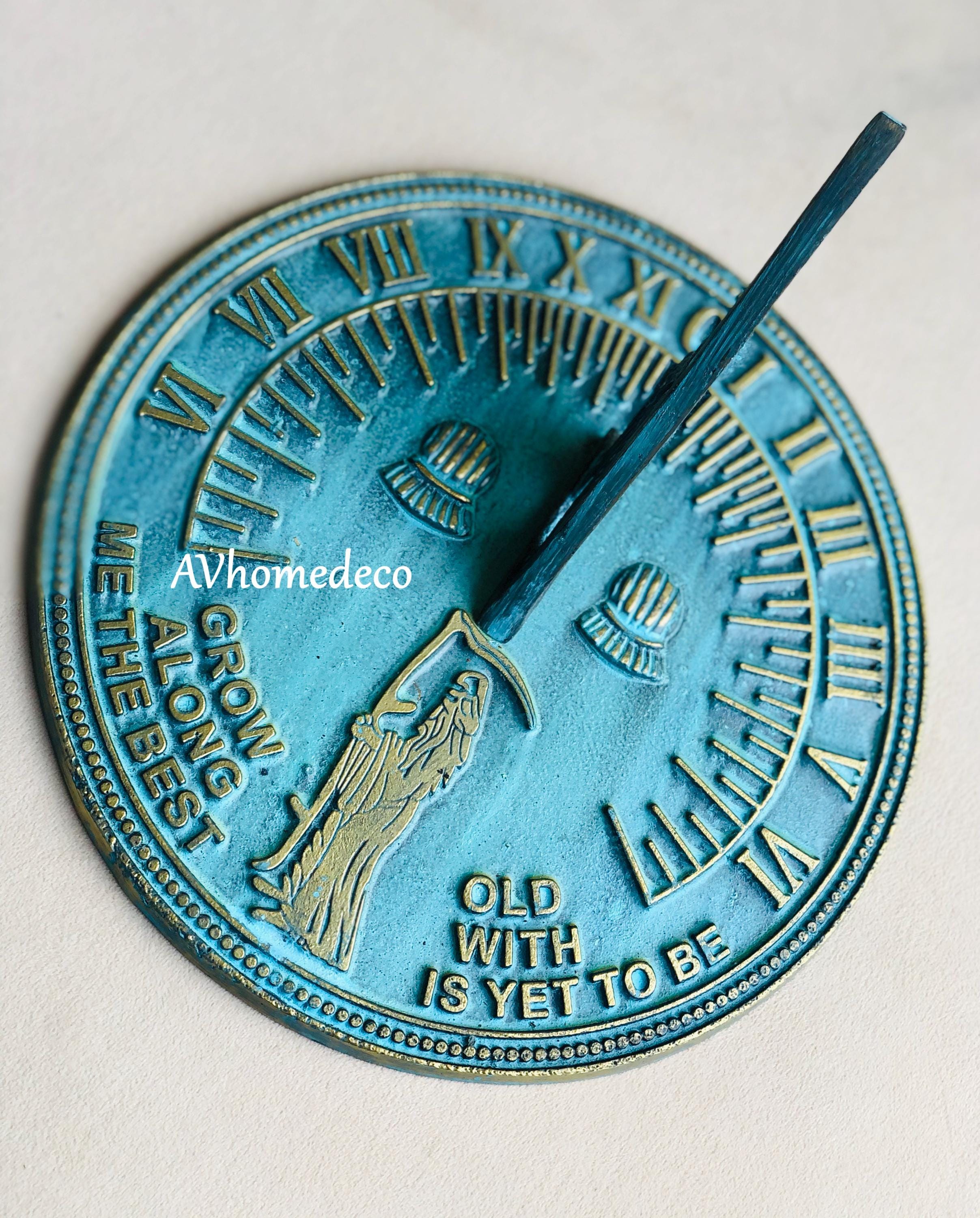 Brass Garden Sundial with Verdigris Highlights view 2