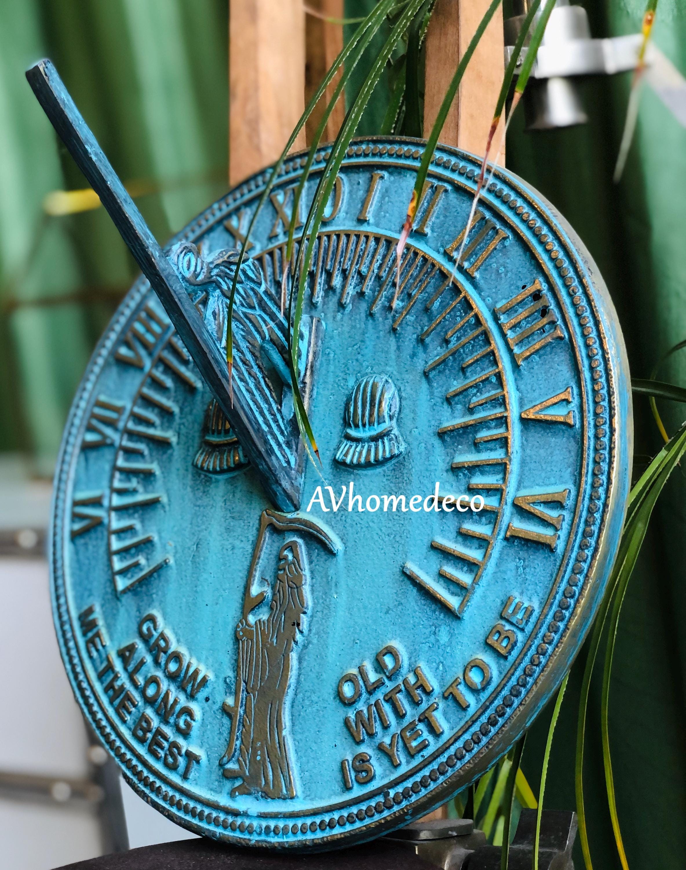 Brass Garden Sundial with Verdigris Highlights view 3