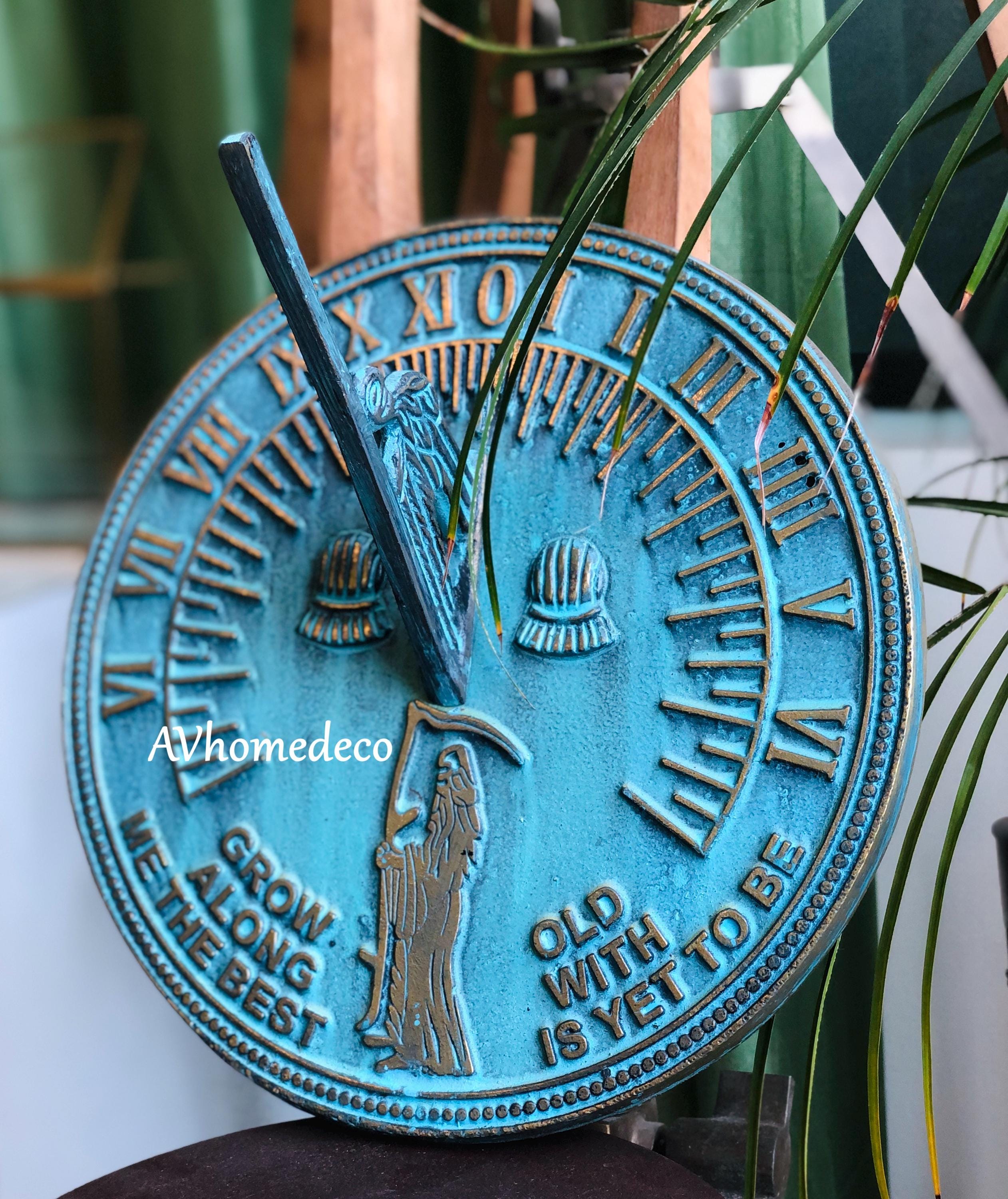 Brass Garden Sundial with Verdigris Highlights view 8