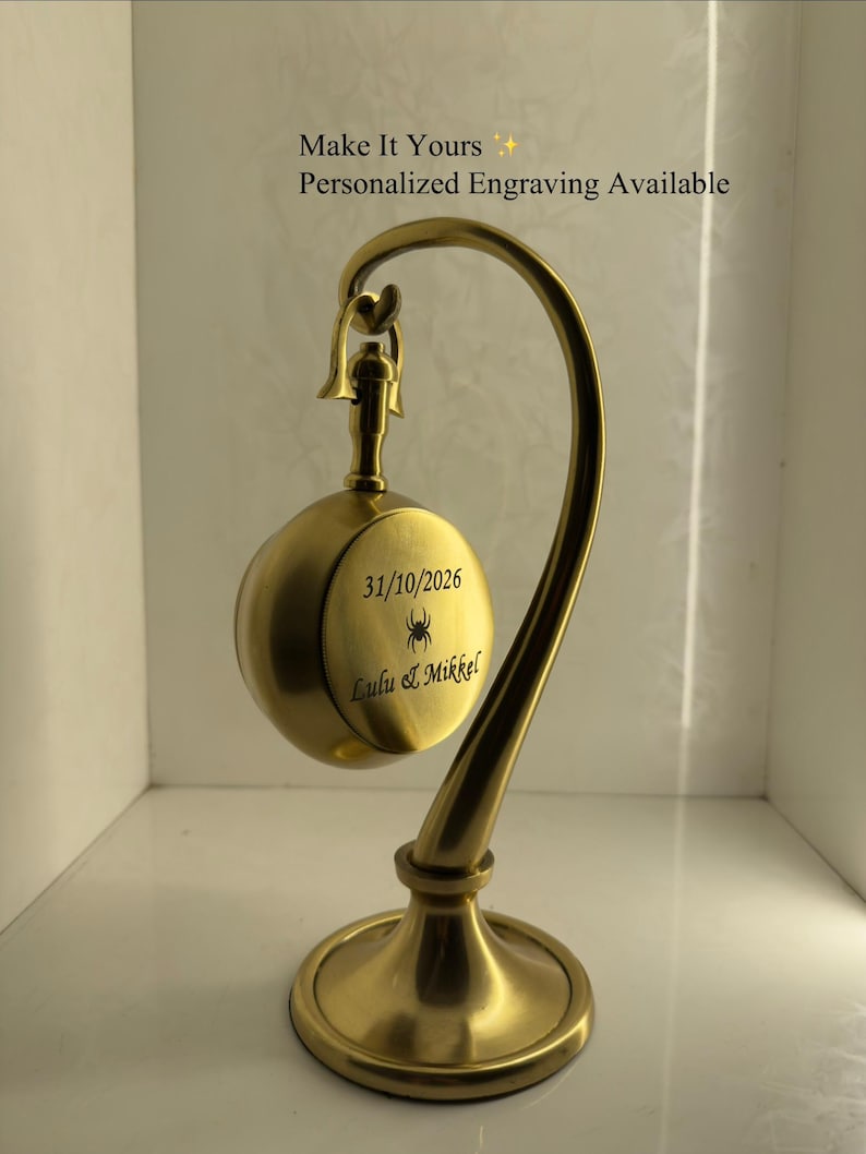 Brass Desk Clock with Detachable Watch view 2