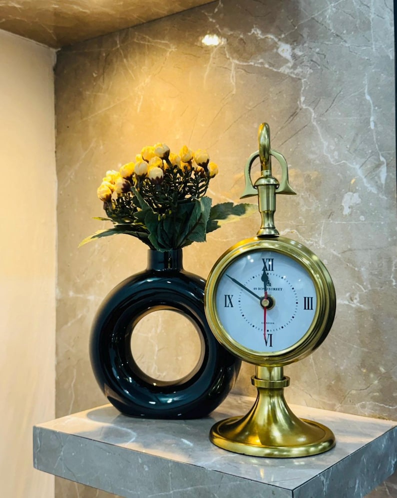 Brass Desk Clock with Detachable Watch view 6