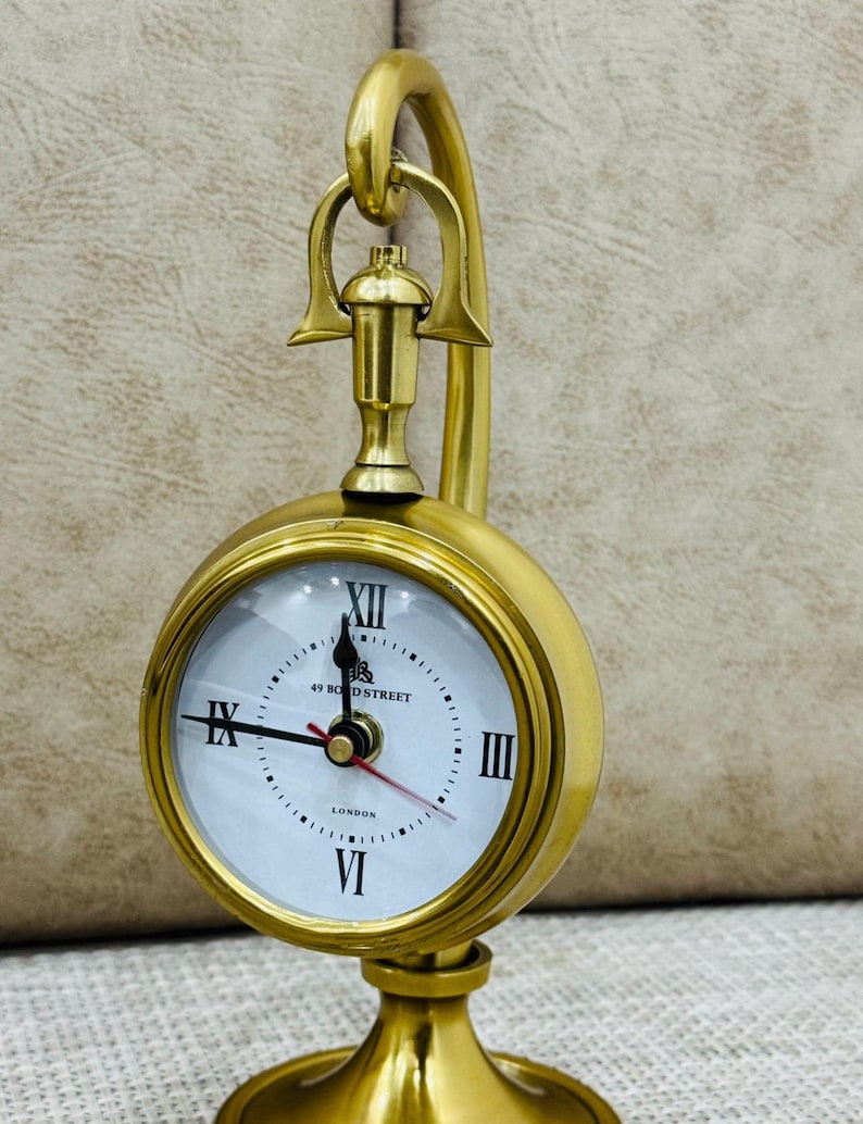 Brass Desk Clock with Detachable Watch view 8