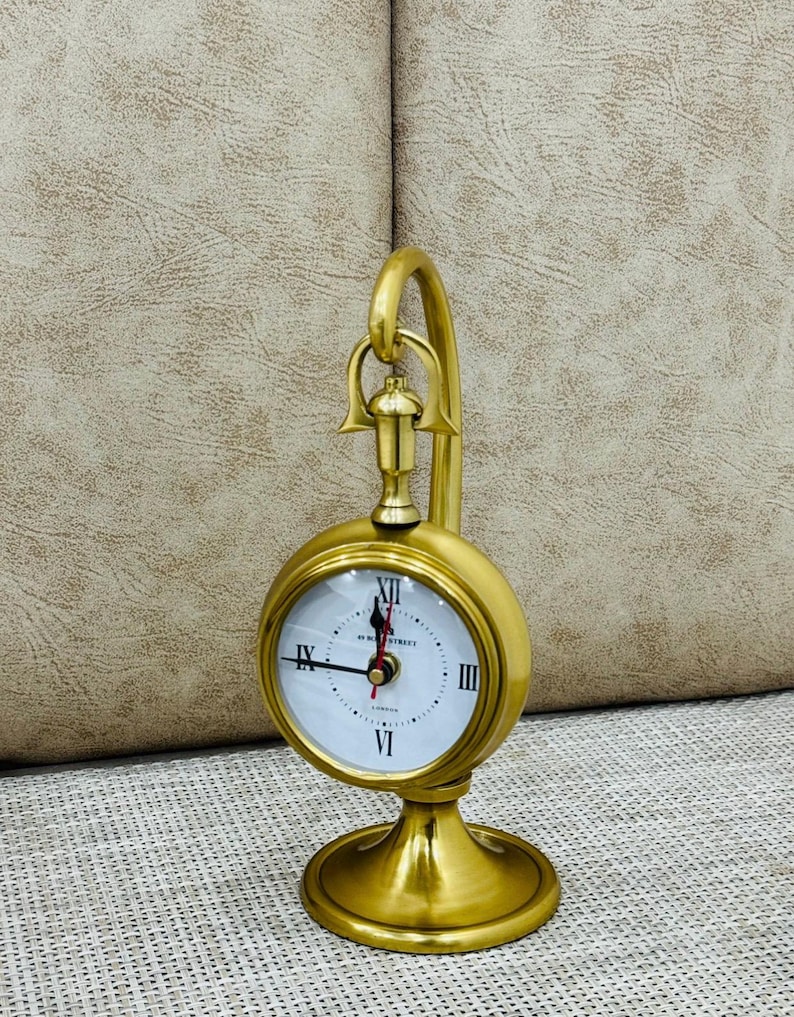 Brass Desk Clock with Detachable Watch view 9