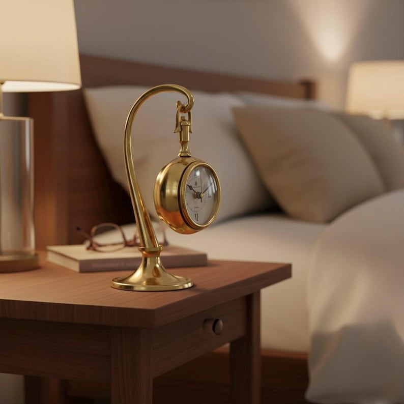Brass Desk Clock with Detachable Watch view 10