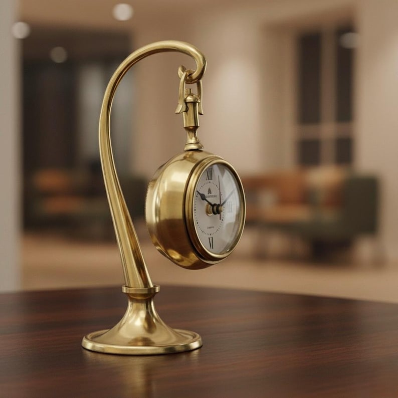 Brass Desk Clock with Detachable Watch view 13