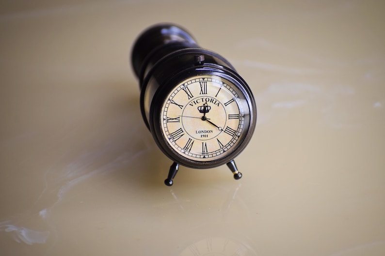 Telescope Style Brass Desk Clock view 3