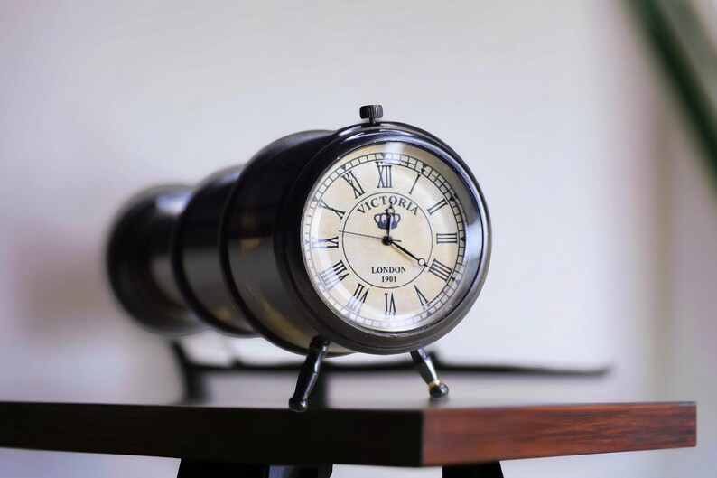 Telescope Style Brass Desk Clock view 5