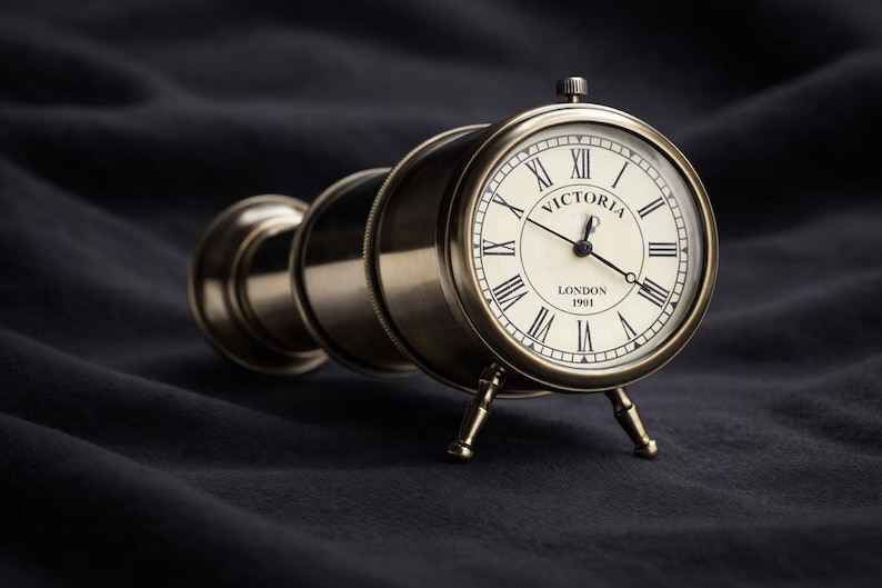 Telescope Style Brass Desk Clock view 10