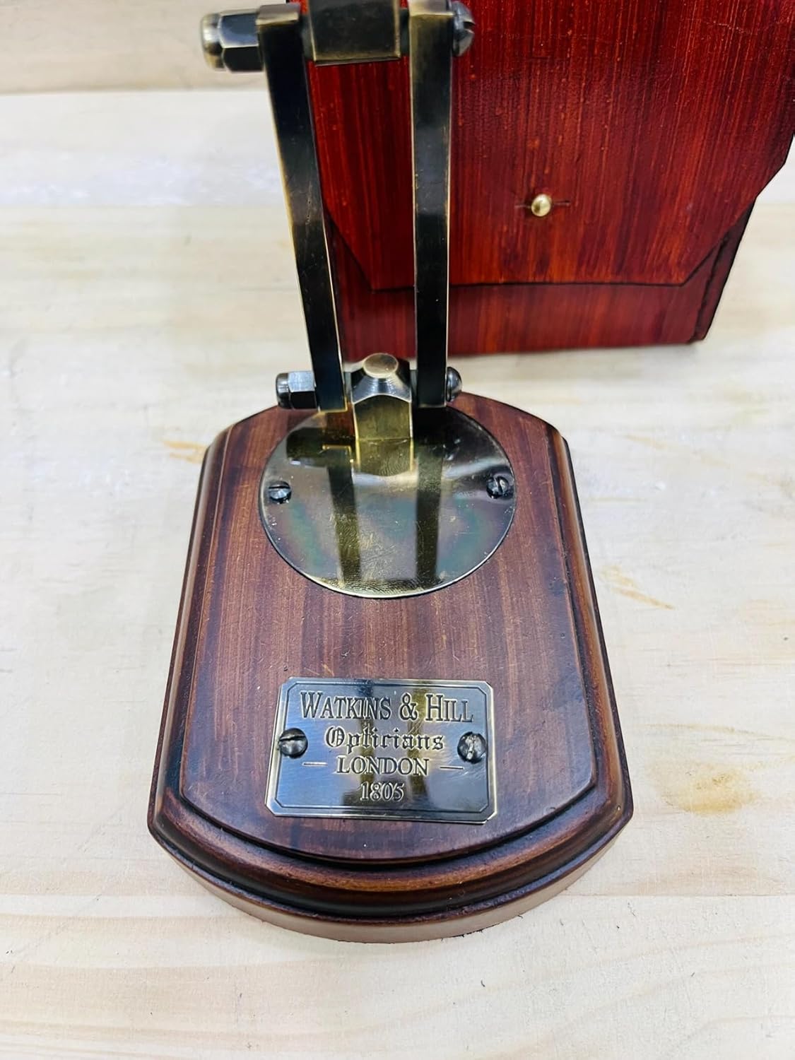 Foldable Brass Desk Clock with Red Leather Case view 4