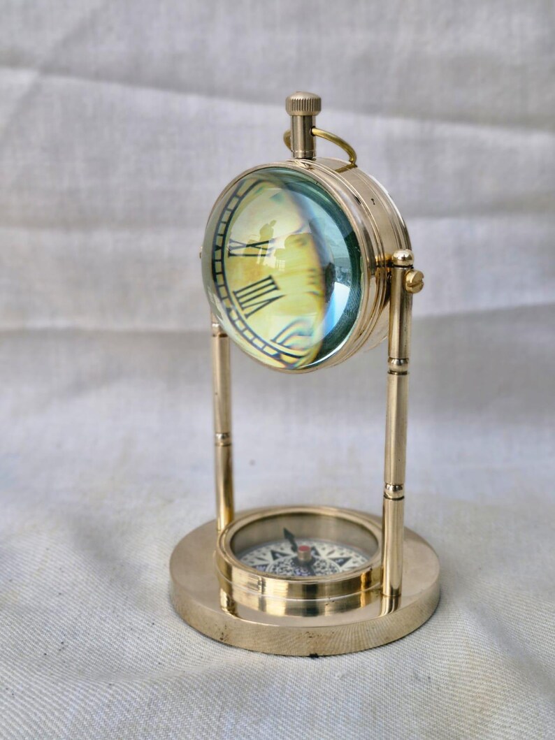 Vintage Brass Desk Clock, Victoria London 1876 Dial view 5