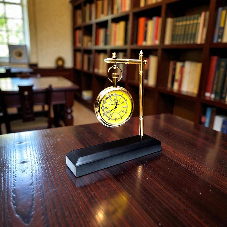 Hanging Brass Desk Clock, Bond Street London Dial view 10