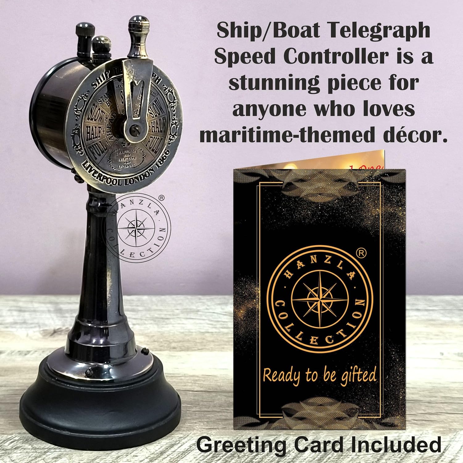 Brass Desk Clock with Telegraph Lever Back view 5