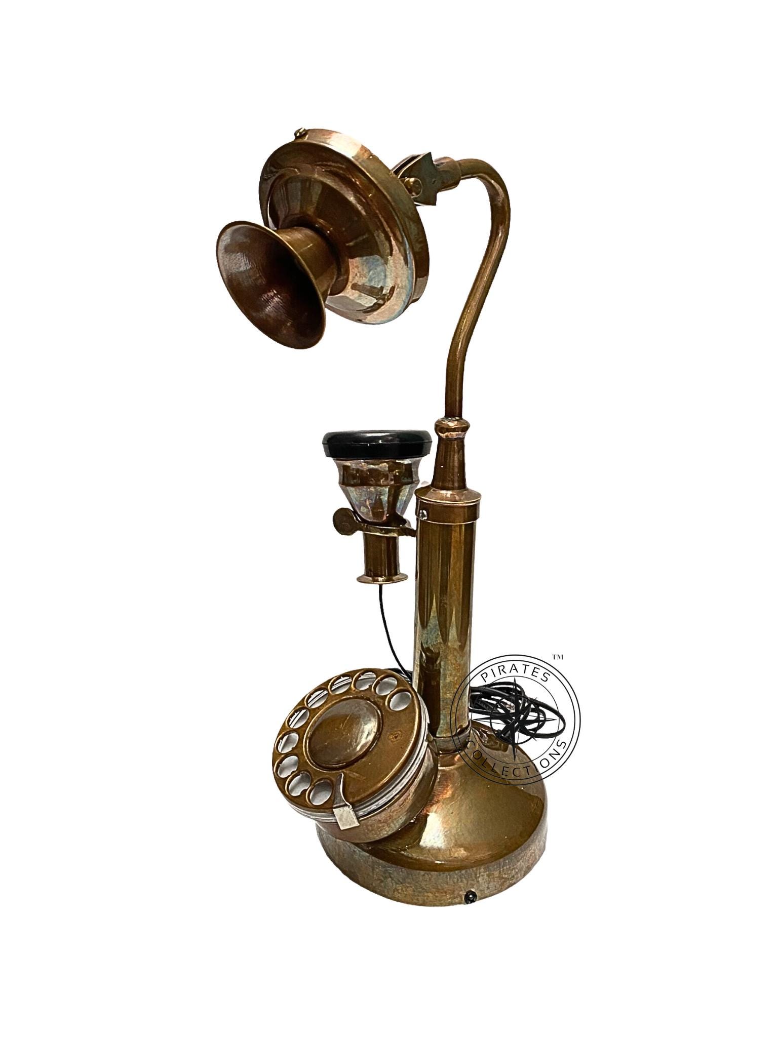 Brass Candlestick Telephone with Lamp Arm view 2