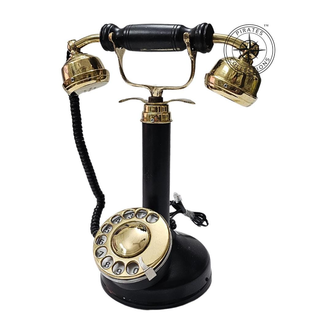 Brass Candlestick Rotary Telephone — Home Office view 2
