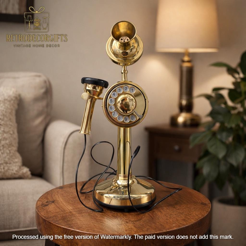 Polished Brass Candlestick Telephone — 1920s Style view 6