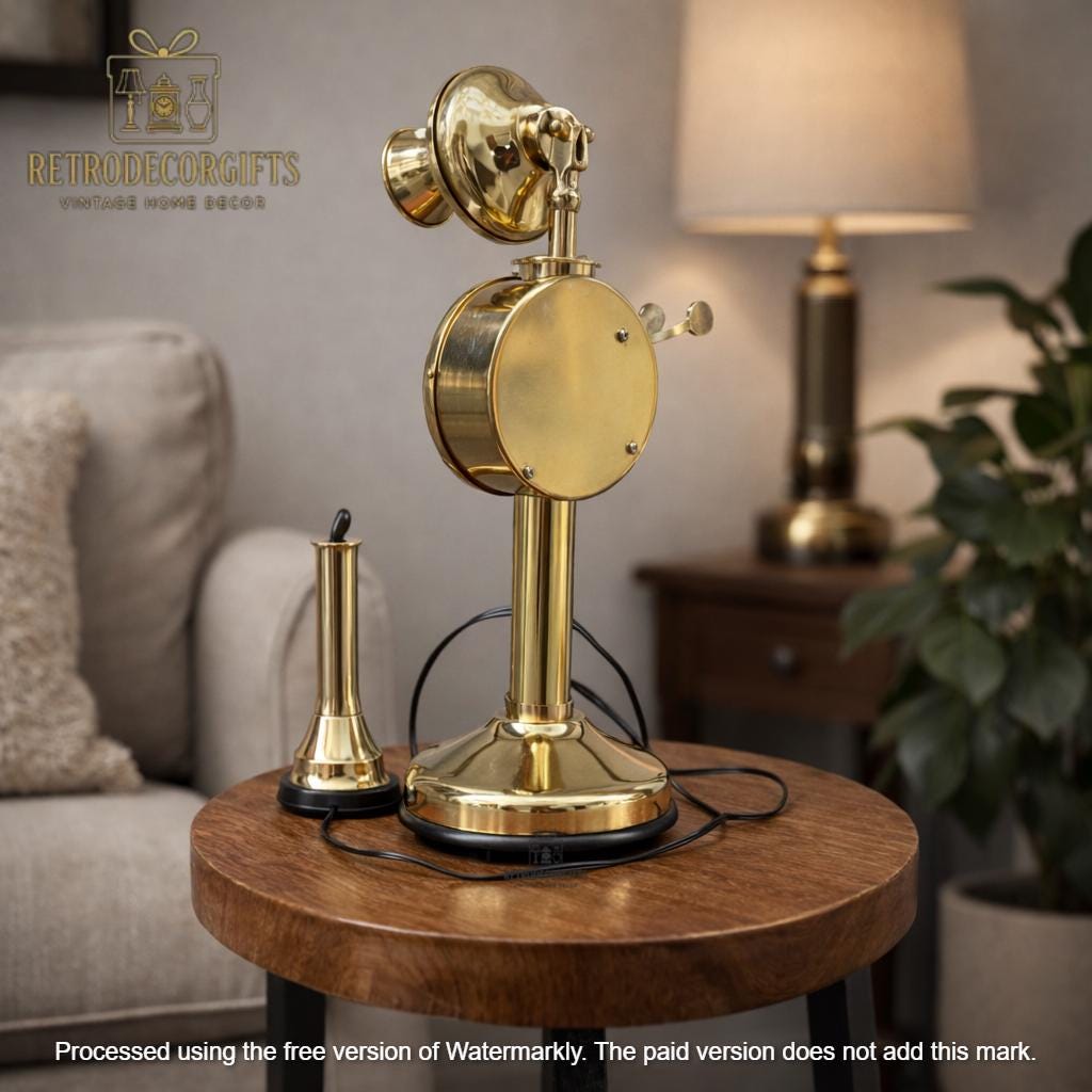 Polished Brass Candlestick Telephone — 1920s Style view 9