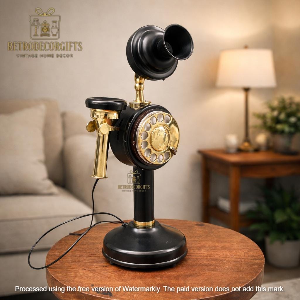 Polished Brass Candlestick Telephone — 1920s Style view 11