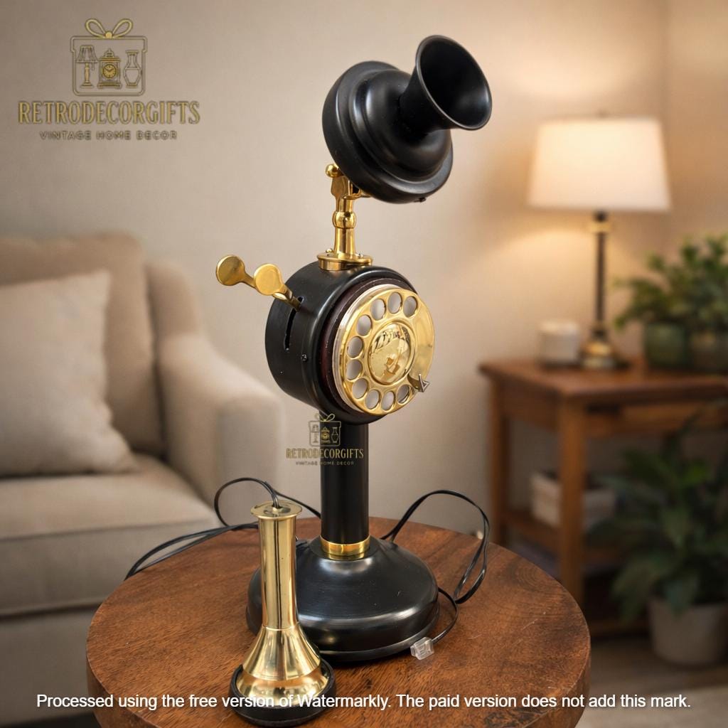 Polished Brass Candlestick Telephone — 1920s Style view 12