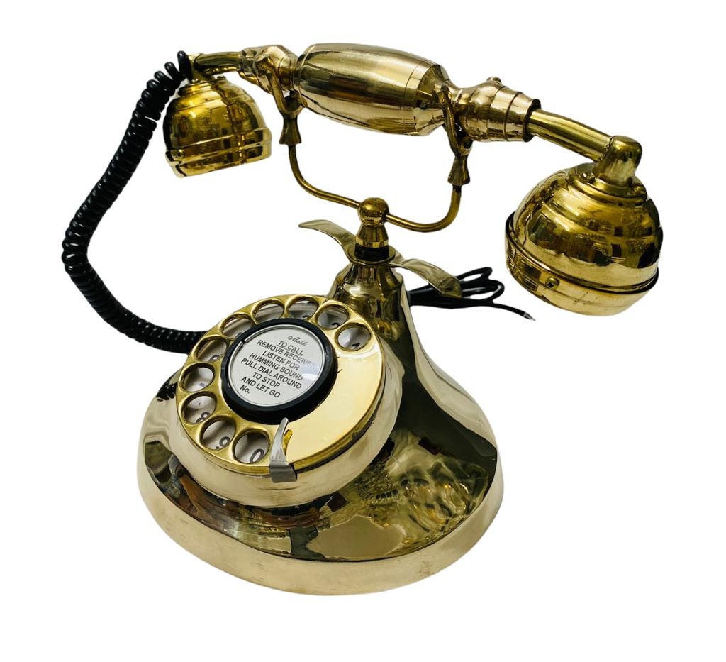 Shiny Brass Maritime Rotary Dial Desk Telephone view 4