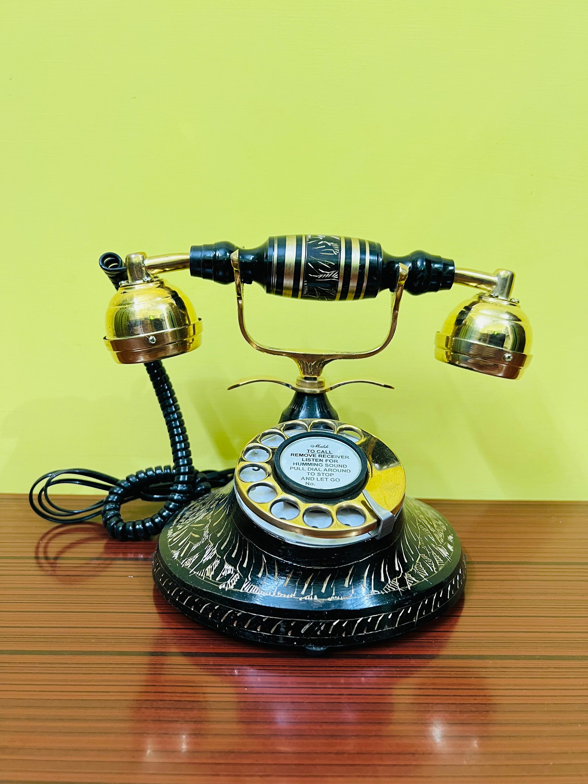 Black and Brass Nautical Rotary Dial Desk Phone view 3