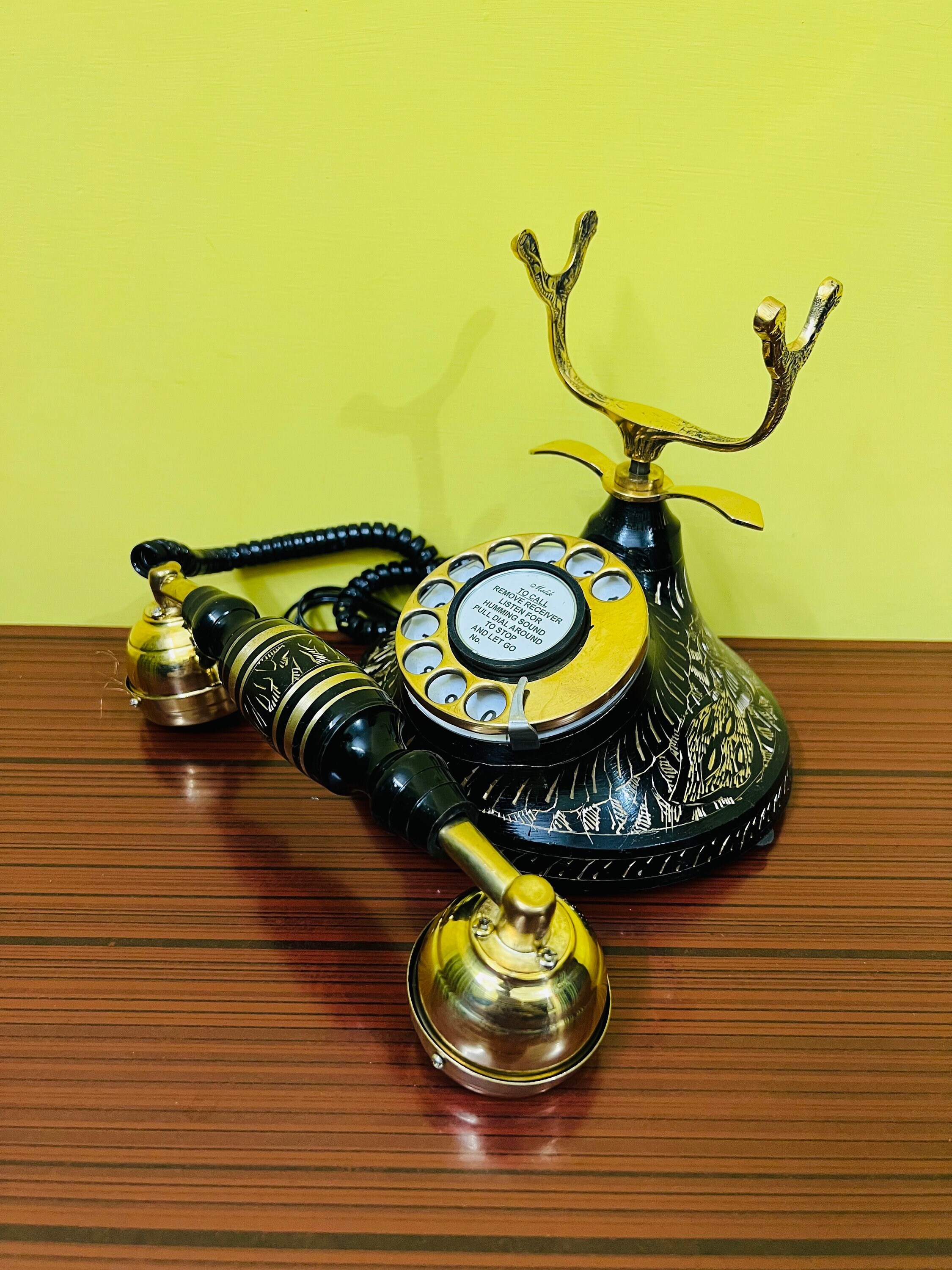Black and Brass Nautical Rotary Dial Desk Phone view 6