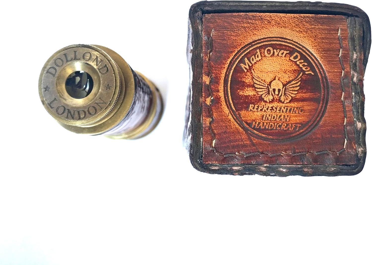 Brass Spyglass Telescope 14" with Leather Case view 4