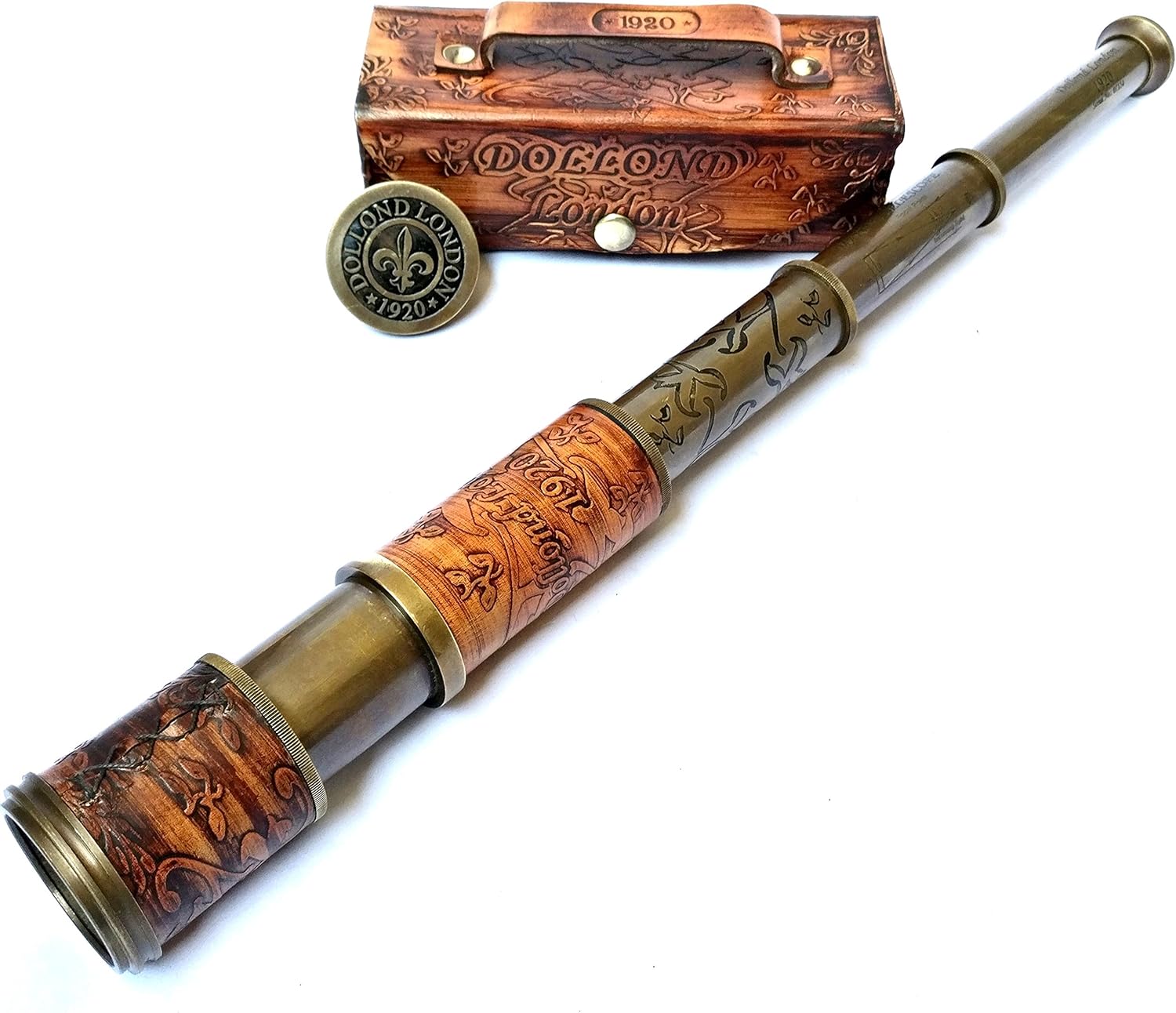 Brass Spyglass Telescope 14" with Leather Case view 7