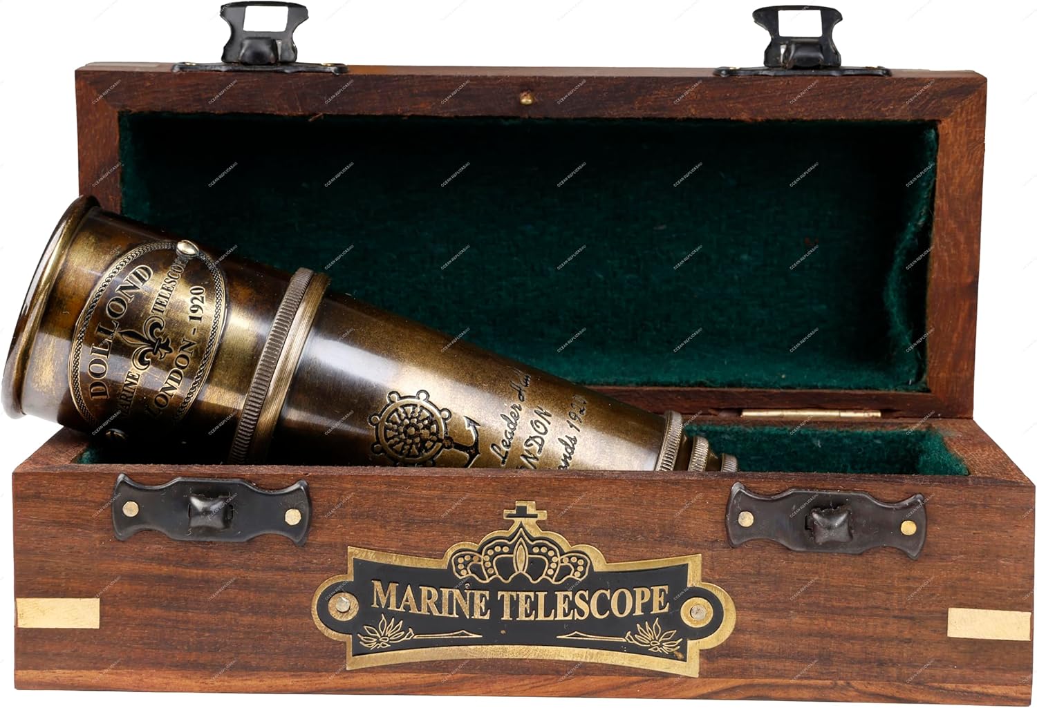 Brass Spyglass Telescope 15" with Wooden Box view 2
