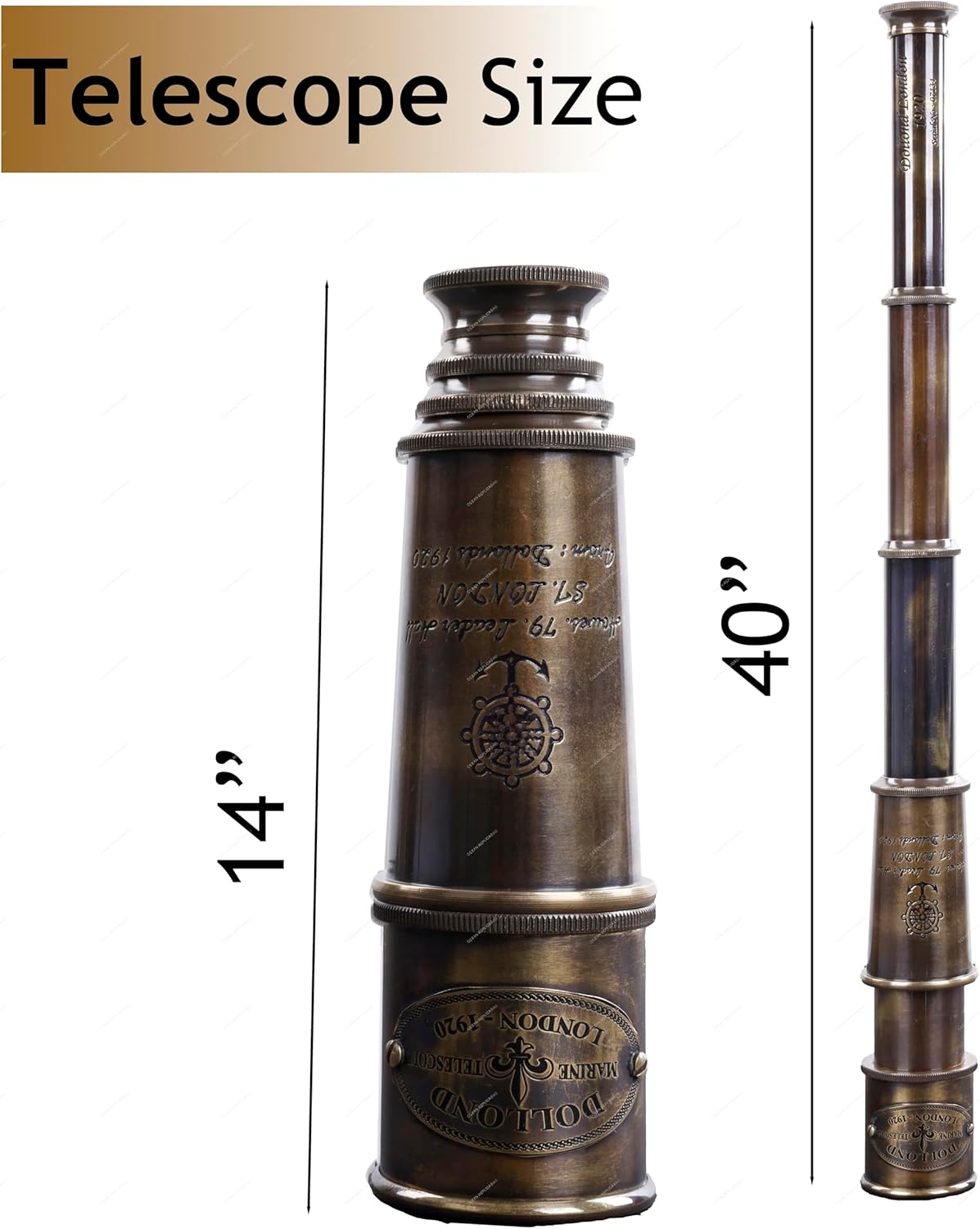 Brass Spyglass Telescope 15" with Wooden Box view 3